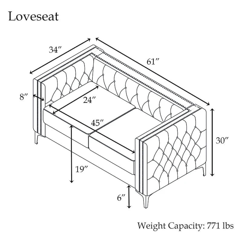 Morden Fort Modern Loveseat with Deep Dutch Velvet Iron Legs-4