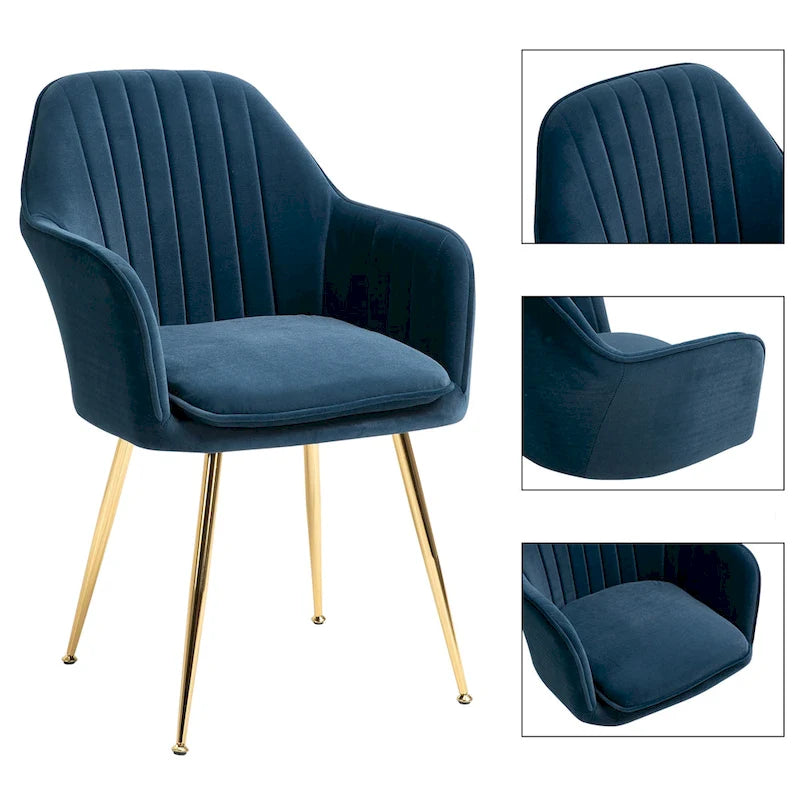 AVAWING Upholstered Dining Chair (Set of 6) Velvet Accent Arm Chair-2