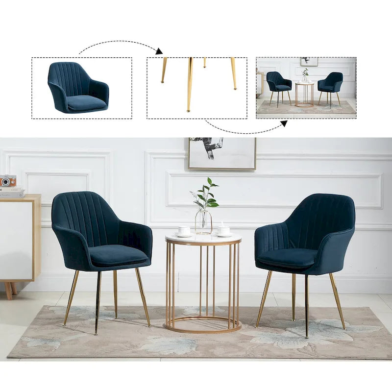 AVAWING Upholstered Dining Chair (Set of 6) Velvet Accent Arm Chair-3