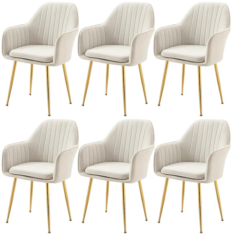 AVAWING Upholstered Dining Chair (Set of 6) Velvet Accent Arm Chair-8