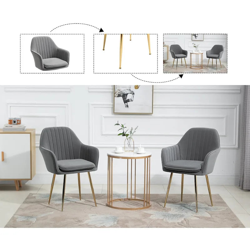 AVAWING Upholstered Dining Chair (Set of 6) Velvet Accent Arm Chair-16