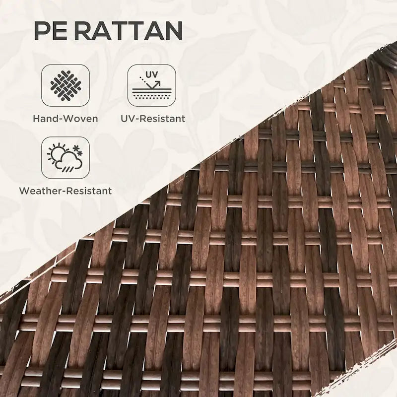 Outsunny Rattan Coffee Table with Storage Shelf, Wicker Side Table with Glass Top, Outdoor End Table for Garden, Porch, Backyard-13