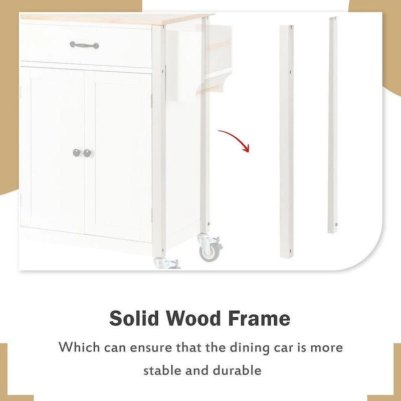 54.3 W Solid Wood Countertop Kitchen Cart with 4 Door Cabinet and 2 Drawers-8