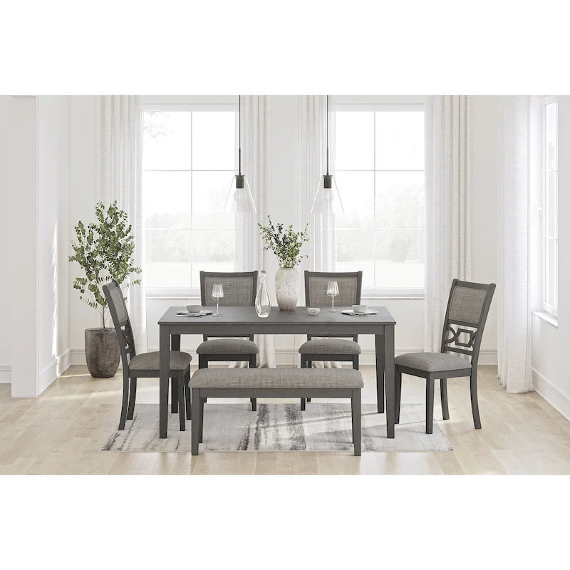 Signature Design by Ashley Langwest Dining Table and 4 Chairs and Bench (Set of 6)-11