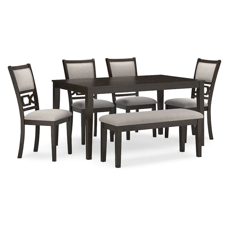 Signature Design by Ashley Langwest Dining Table and 4 Chairs and Bench (Set of 6)-2