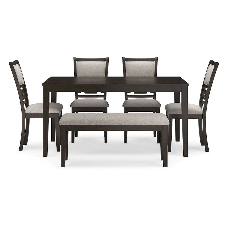 Signature Design by Ashley Langwest Dining Table and 4 Chairs and Bench (Set of 6)-3