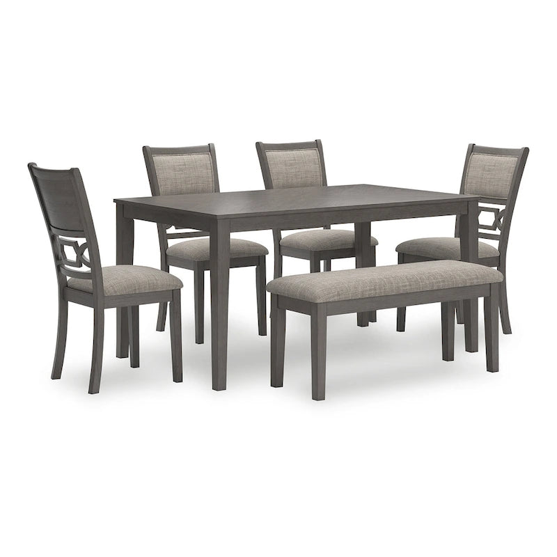 Signature Design by Ashley Langwest Dining Table and 4 Chairs and Bench (Set of 6)-7