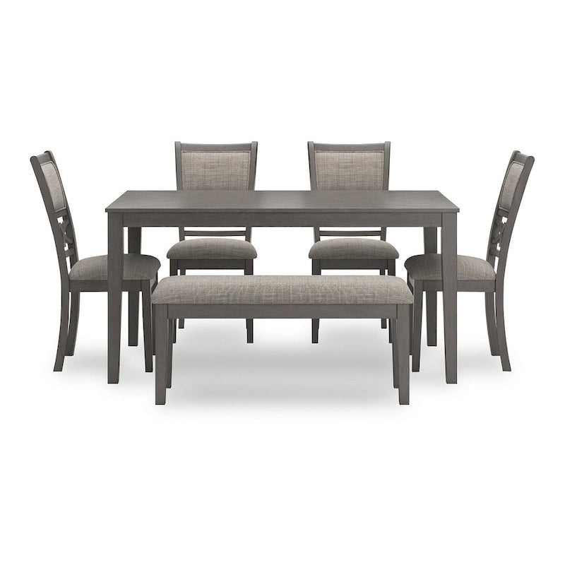 Signature Design by Ashley Langwest Dining Table and 4 Chairs and Bench (Set of 6)-8
