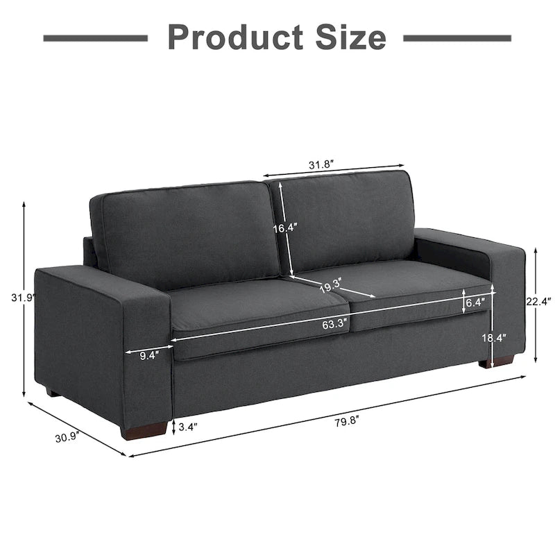 80 Modern Loveseat Couch 3 Seater Sofa-20