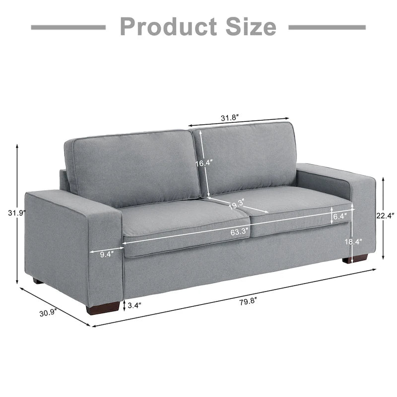 80 Modern Loveseat Couch 3 Seater Sofa-27
