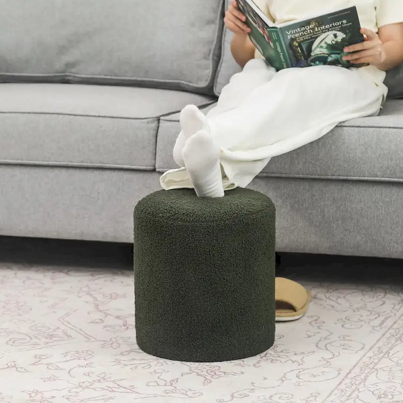 Adeco Footrest Ottoman 13 inches Fabric Stool for Living Room Bedroom-6
