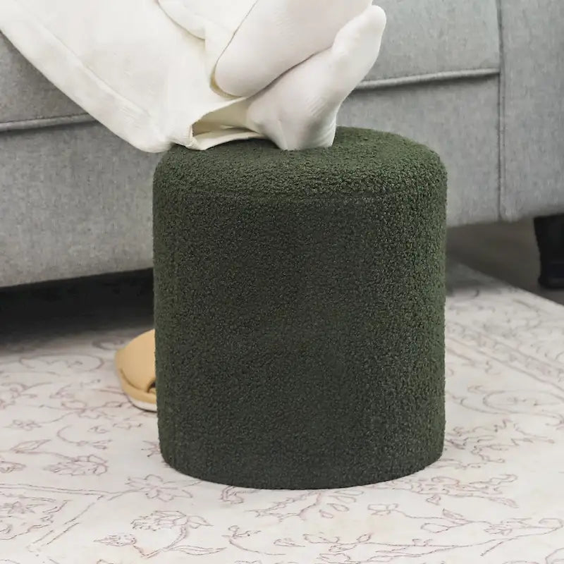 Adeco Footrest Ottoman 13 inches Fabric Stool for Living Room Bedroom-8