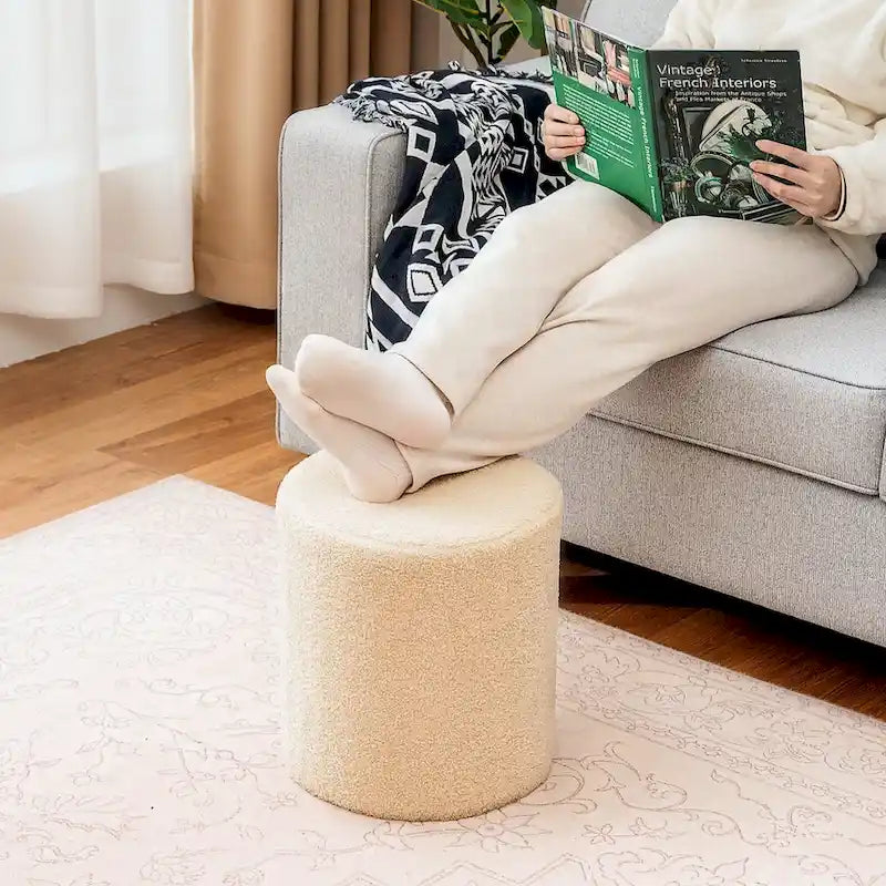 Adeco Footrest Ottoman 13 inches Fabric Stool for Living Room Bedroom-27