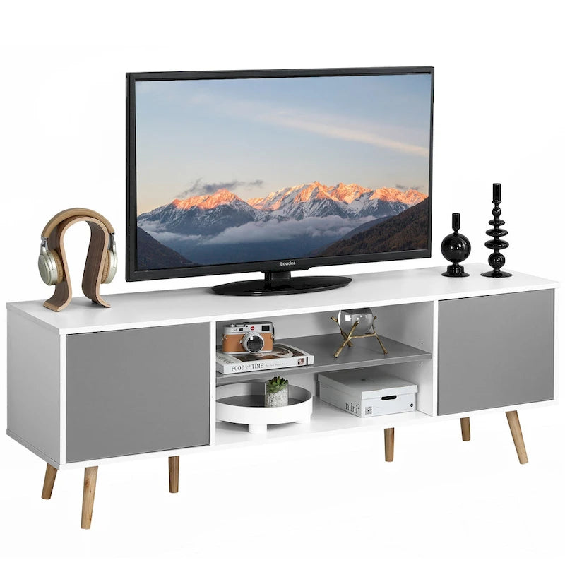 AVAWING Mid-Century Modern TV Stand for 60 TV with Storage and Open Shelf-9