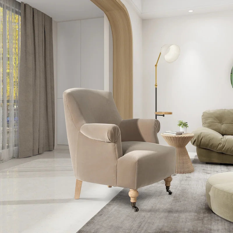 Eloise 30 Transitional Velvet Pleated Sock Arm Accent Chair-18