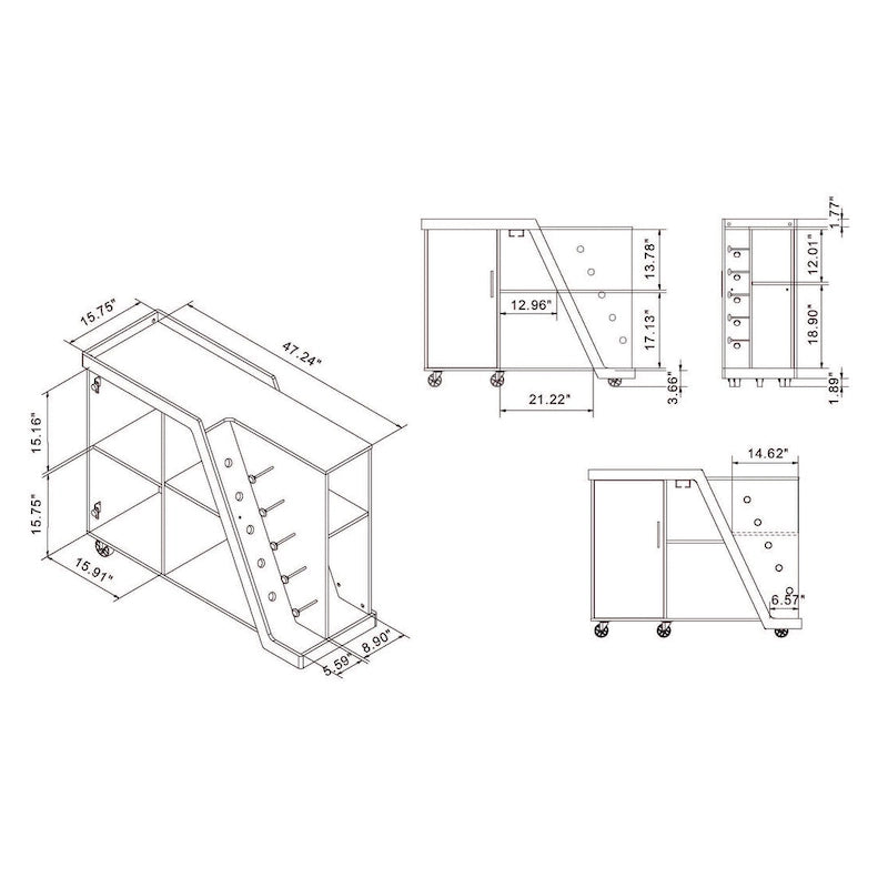 Furniture of America Tern Modern 6-shelf Mobile Wine Cabinet-5