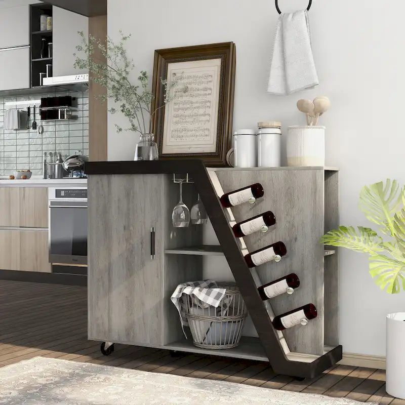 Furniture of America Tern Modern 6-shelf Mobile Wine Cabinet-13