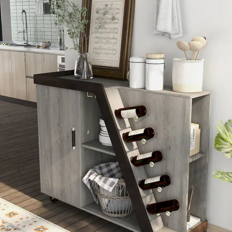 Furniture of America Tern Modern 6-shelf Mobile Wine Cabinet-14