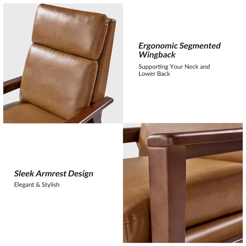 Patrick Mid-century Vegan Leather Solid Wood Recliner Set of 2 by HULALA HOME-6