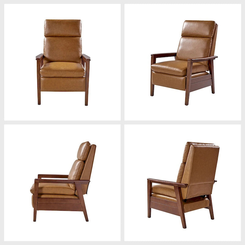 Patrick Mid-century Vegan Leather Solid Wood Recliner Set of 2 by HULALA HOME-9