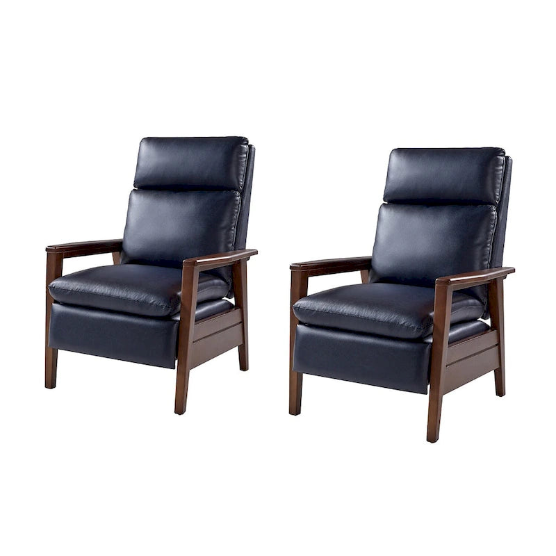 Patrick Mid-century Vegan Leather Solid Wood Recliner Set of 2 by HULALA HOME-12