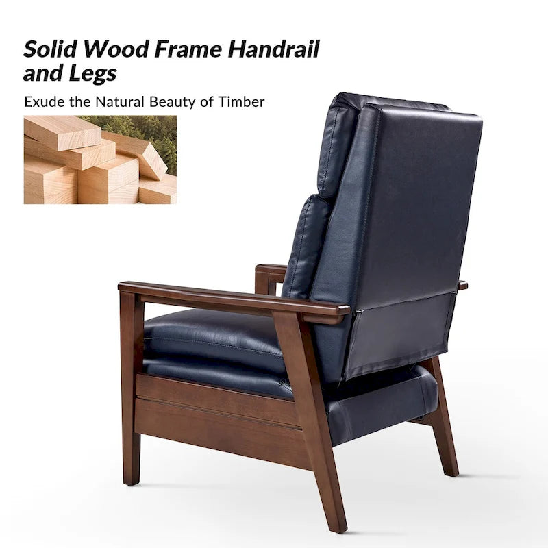 Patrick Mid-century Vegan Leather Solid Wood Recliner Set of 2 by HULALA HOME-15