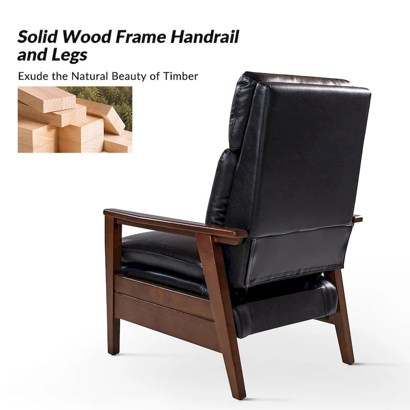 Patrick Mid-century Vegan Leather Solid Wood Recliner Set of 2 by HULALA HOME-24