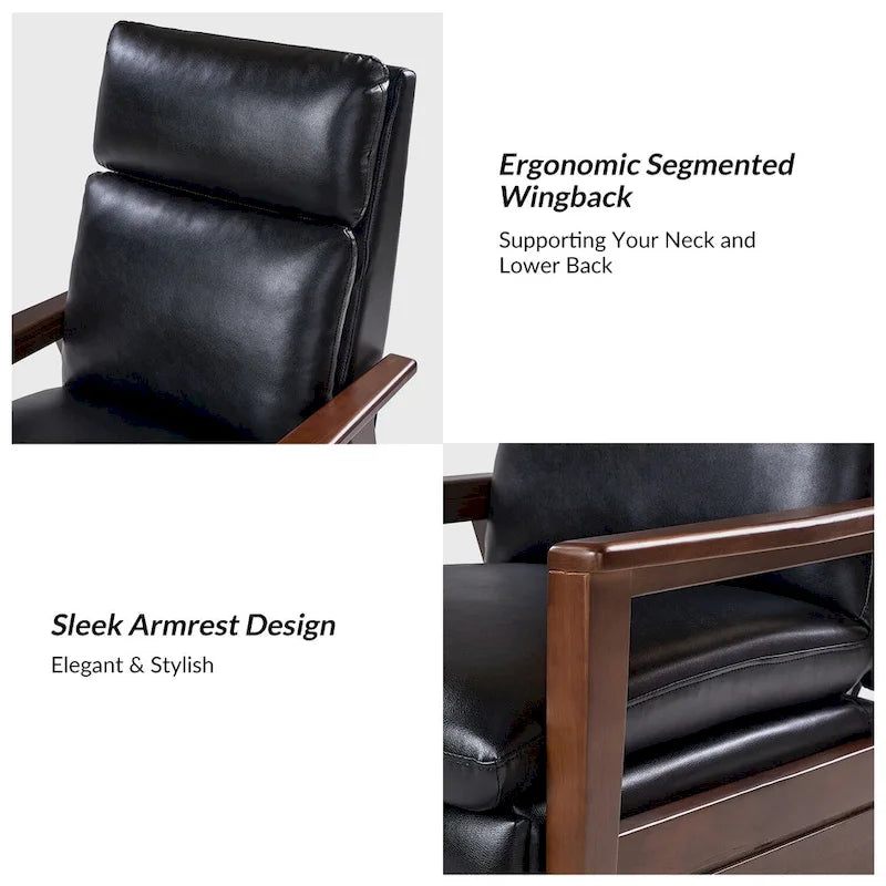 Patrick Mid-century Vegan Leather Solid Wood Recliner Set of 2 by HULALA HOME-25