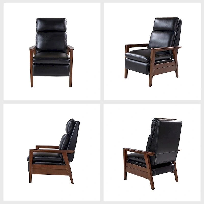 Patrick Mid-century Vegan Leather Solid Wood Recliner Set of 2 by HULALA HOME-28