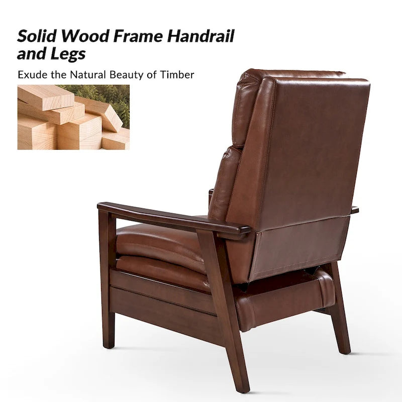 Patrick Mid-century Vegan Leather Solid Wood Recliner Set of 2 by HULALA HOME-33