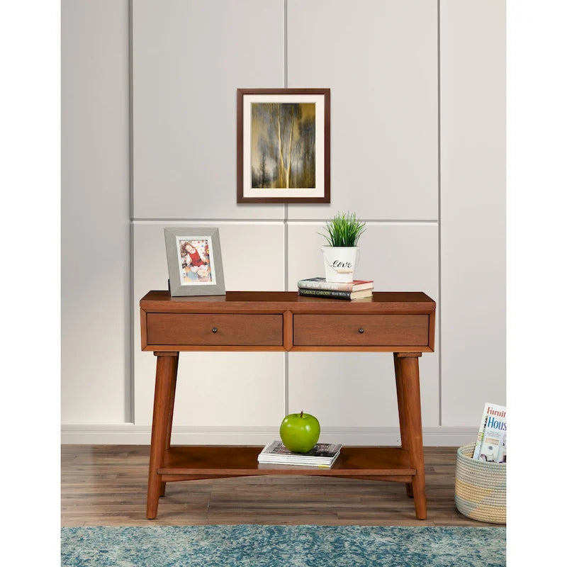 Alpine Furniture Flynn Mid Century Modern Console Table with 2 Drawers-3