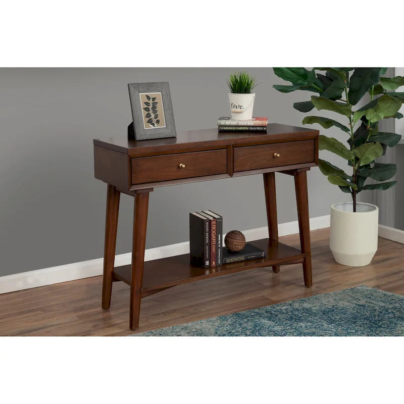 Alpine Furniture Flynn Mid Century Modern Console Table with 2 Drawers-6