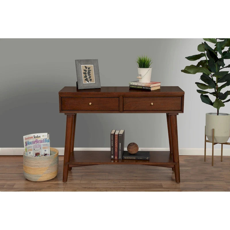 Alpine Furniture Flynn Mid Century Modern Console Table with 2 Drawers-8