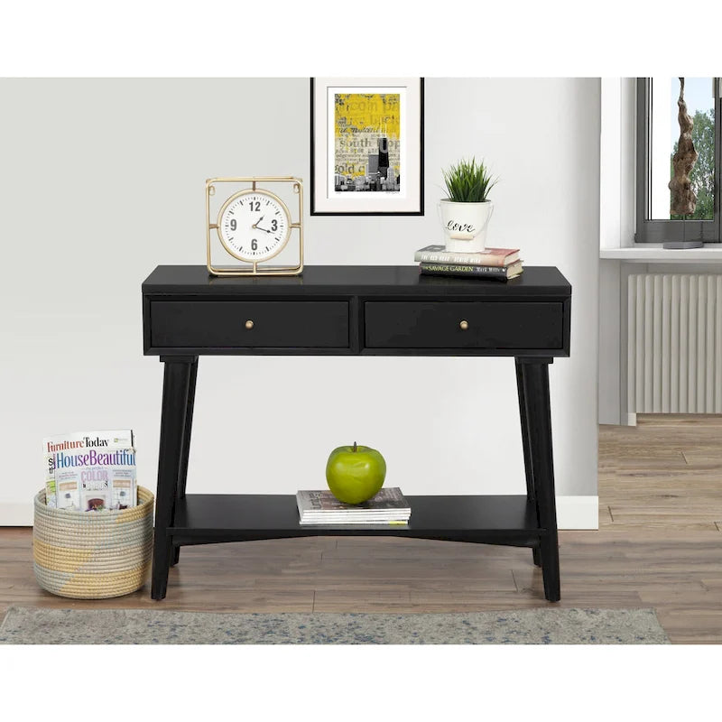 Alpine Furniture Flynn Mid Century Modern Console Table with 2 Drawers-23