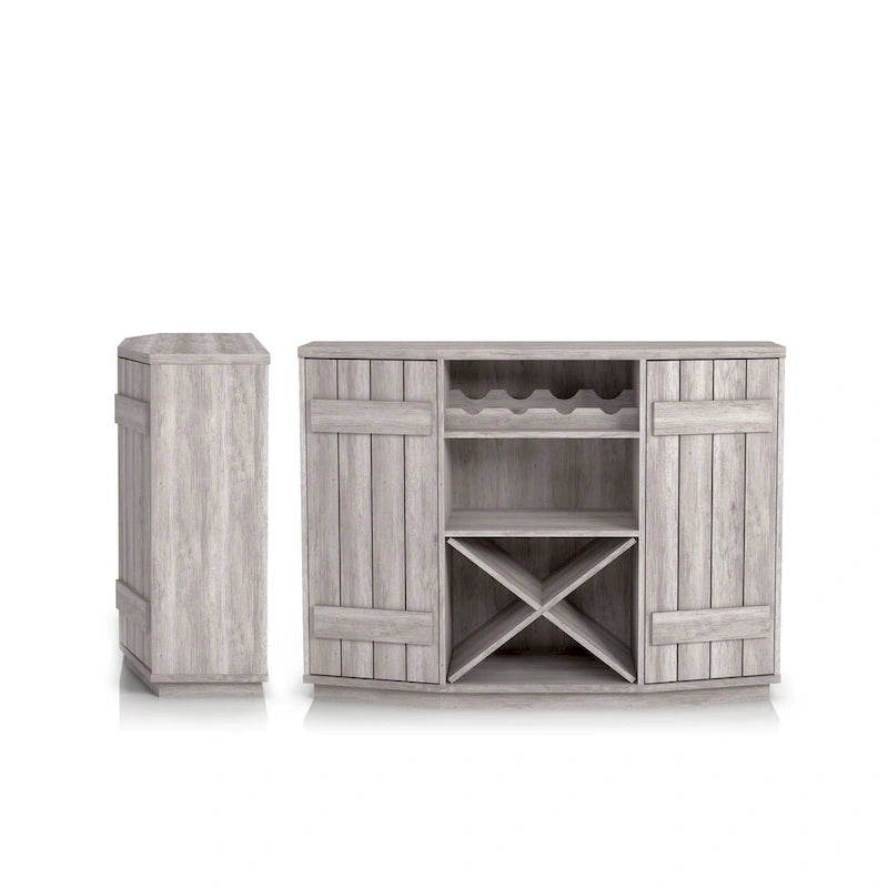 DH BASIC Farmhouse Plank-Style 28-Bottle 47-Inch Wine Cabinet Buffet by Denhour-9