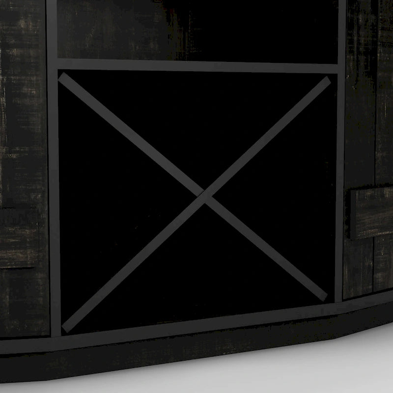 DH BASIC Farmhouse Plank-Style 28-Bottle 47-Inch Wine Cabinet Buffet by Denhour-16