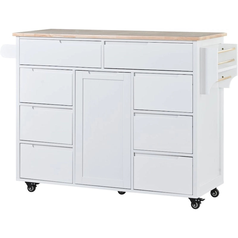 53 in. W Kitchen Island with Countertop and Drawers - N/A-2