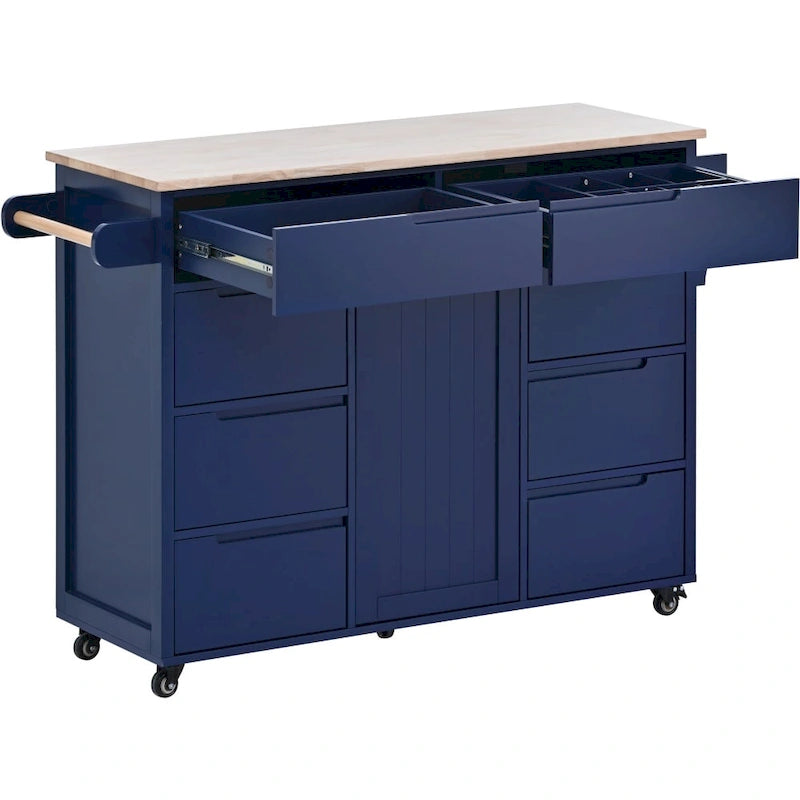 53 in. W Kitchen Island with Countertop and Drawers - N/A-12