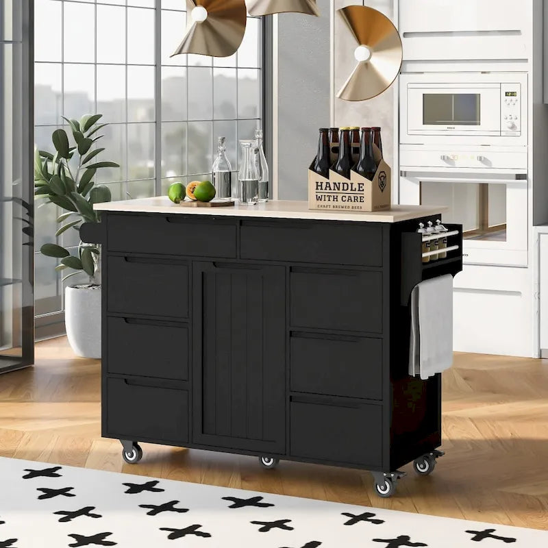53 in. W Kitchen Island with Countertop and Drawers - N/A-21