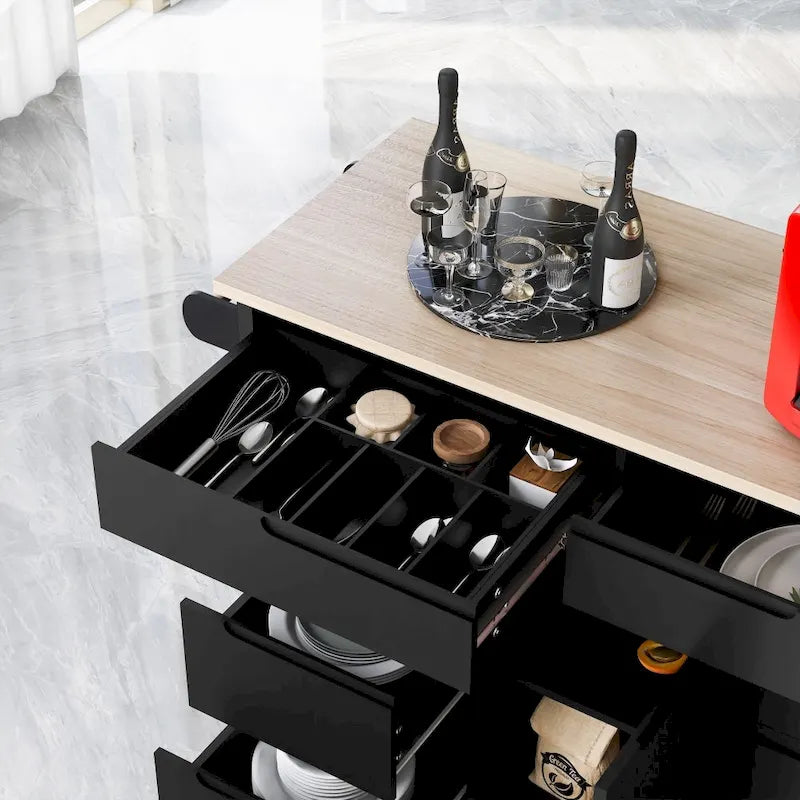 53 in. W Kitchen Island with Countertop and Drawers - N/A-29