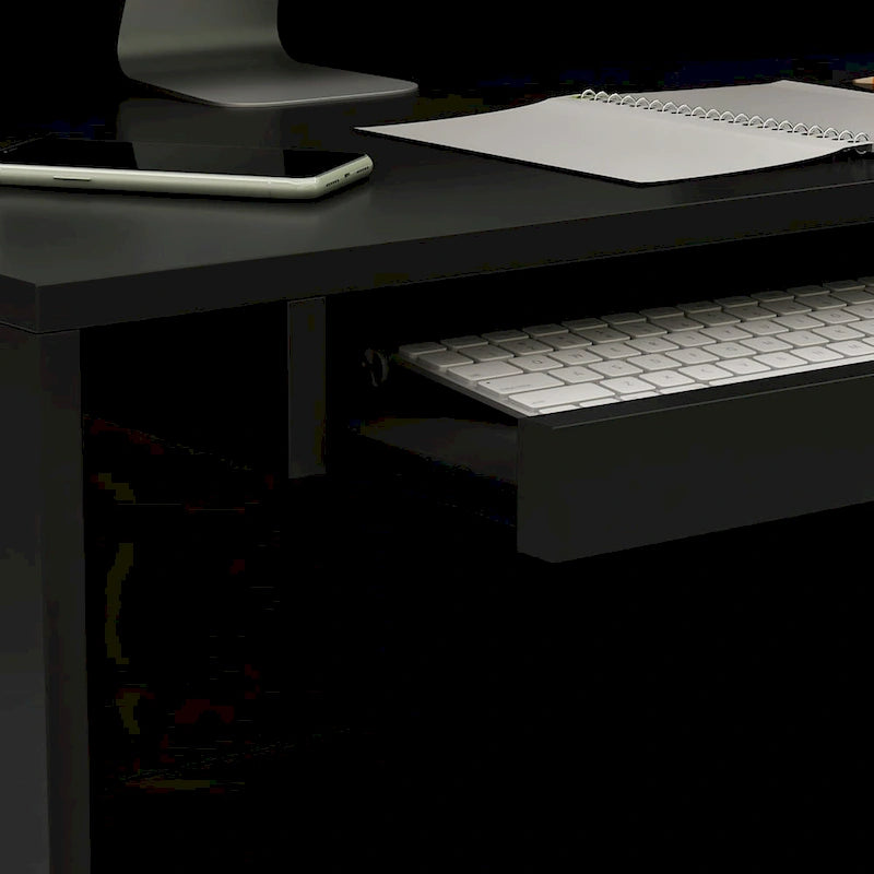 Timechee Reception Desk L-Shaped Counter Shelves Drawers Reception Table-16