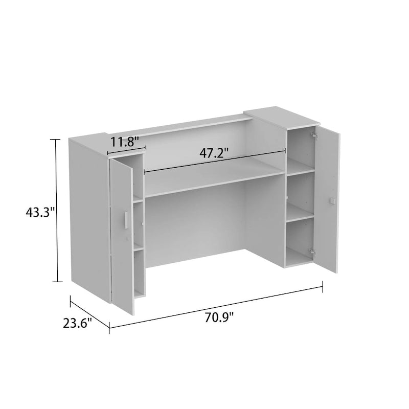 Timechee Reception Desk Counter with Adjustable Shelf Storage-6