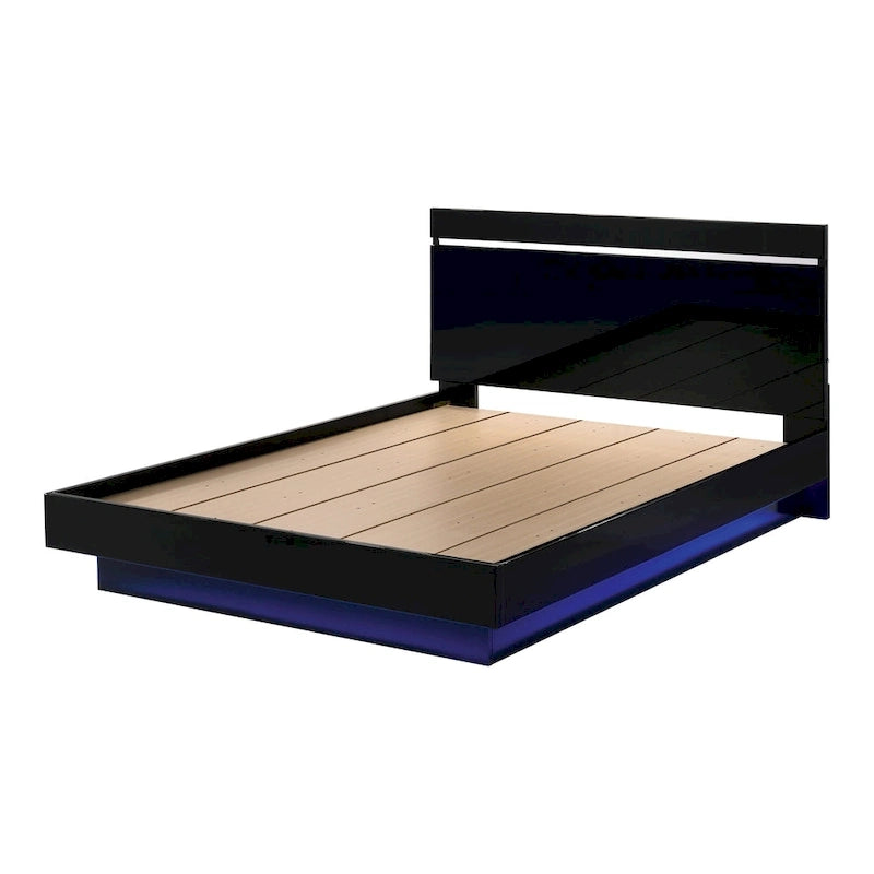 Benvolio Contemporary Black Wood LED 3-Piece Panel Bed with 2 Nightstands Set with USB Port by Furniture of America-7