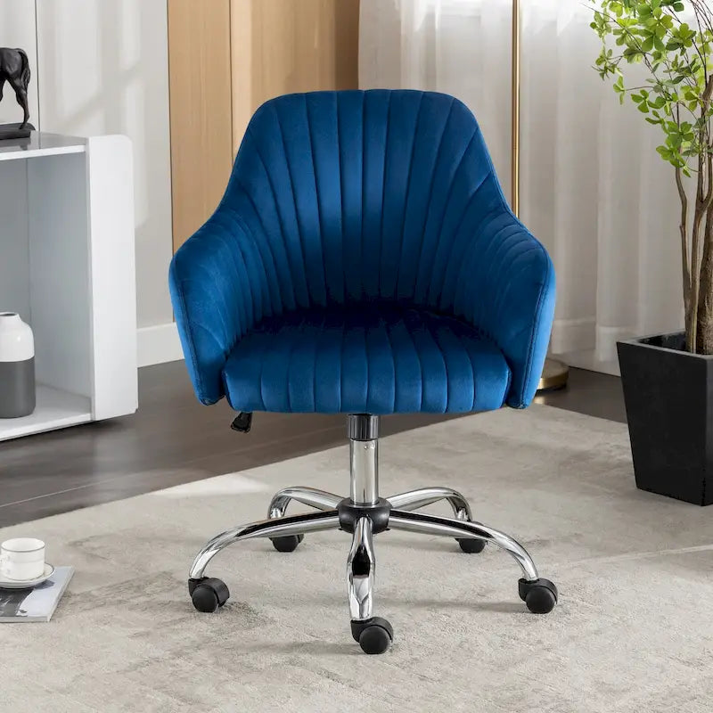 Modern Velvet Office Leisure Chair with Adjustable Height and Casters-18