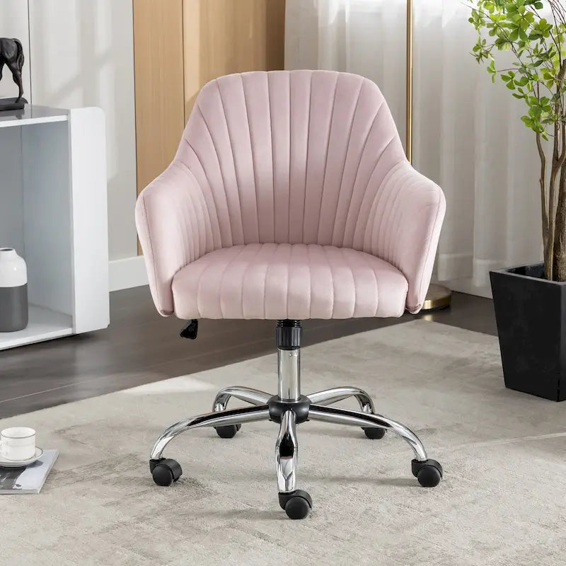 Modern Velvet Office Leisure Chair with Adjustable Height and Casters-20