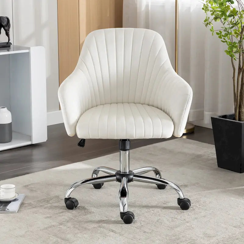 Modern Velvet Office Leisure Chair with Adjustable Height and Casters-21