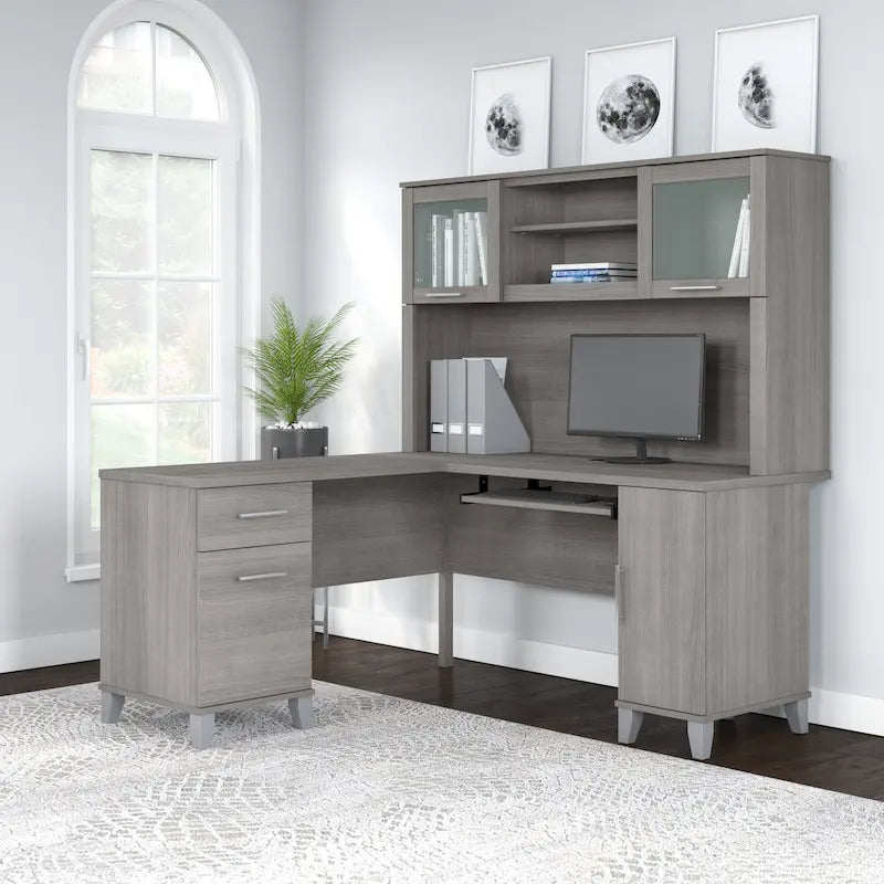 Bush Furniture Somerset 60W L Shaped Desk with Storage Hutch-54