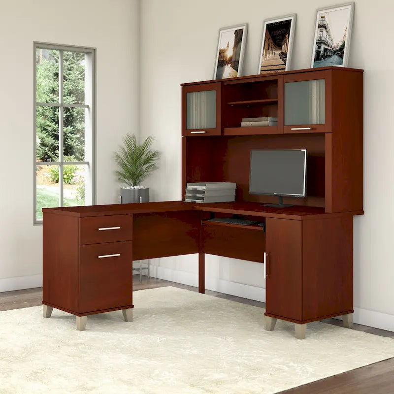 Bush Furniture Somerset 60W L Shaped Desk with Storage Hutch-47