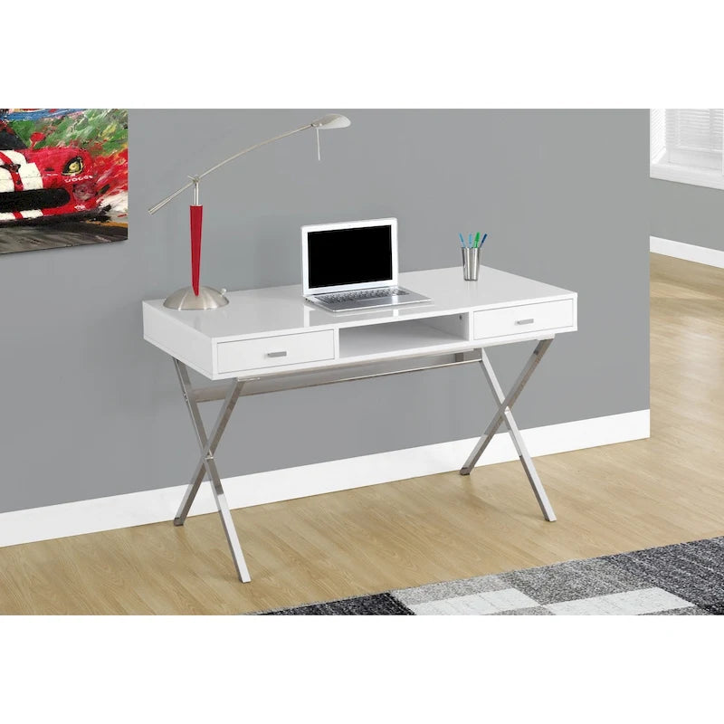 Monarch Specialties 48 Desk with Drawers and Open Shelf-11
