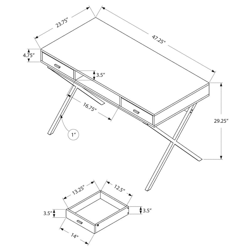 Monarch Specialties 48 Desk with Drawers and Open Shelf-9